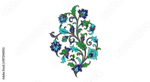 Colorful floral embroidery design pattern.