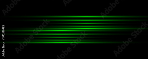 Clean minimalist dark background with rhythmic horizontal green light pinstripes for luxury banner.