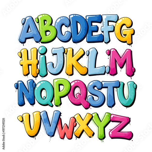 Colorful Alphabet Letters in Cartoon Style 3.