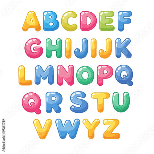 Colorful Alphabet Letters in Bubbles 12.