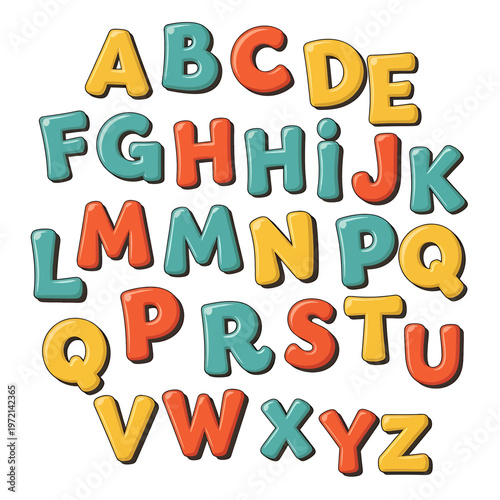 Colorful Alphabet Letters in Rows 2.