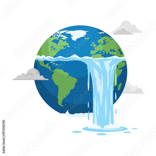 Earth with Water Falling Off.