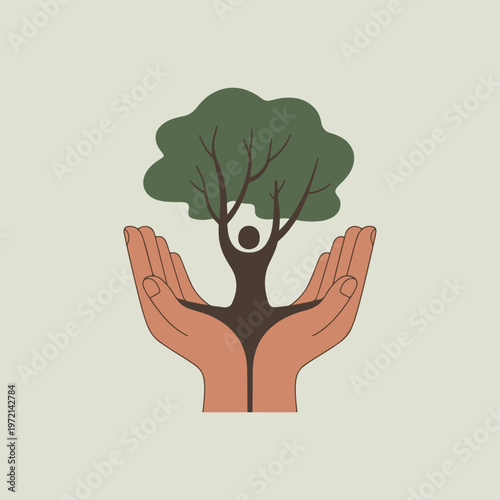 hands holding tree