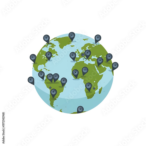 Globe with Multiple Location Markers.