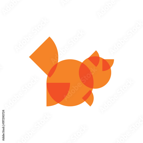 Geometric Pie Cat  Vector Image