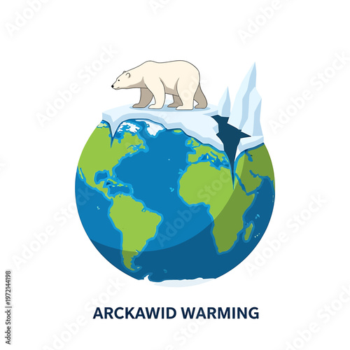 Polar bear standing on melting ice.