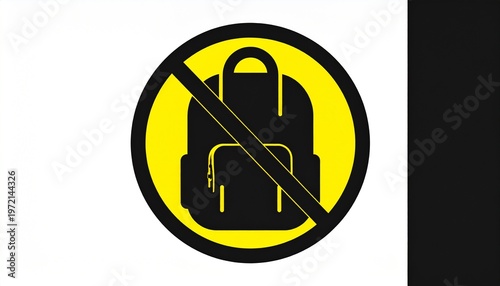 prohibited backpack sign in yellow and black for safety awareness