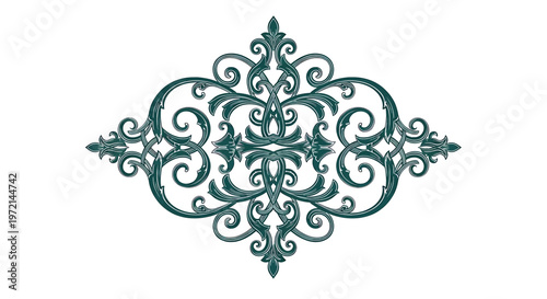 Green decorative metalwork design element.