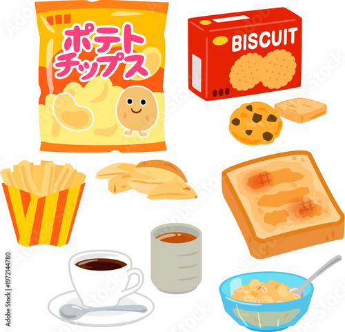 アクリルアミドを含む食品のイラストセット
