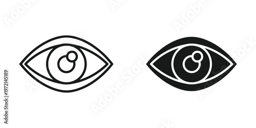 Contrast between a simple line drawing eye and a filled-in stylized eye design