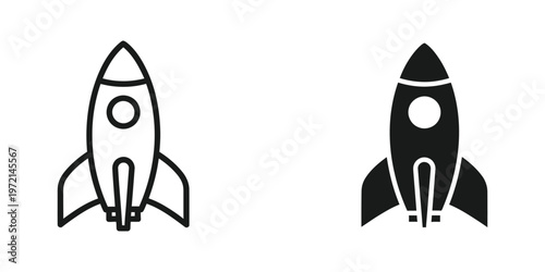 Contrast between a white and black space rocket icon design