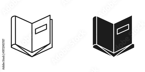 Open book icons in contrasting colors depicting traditional and modern styles