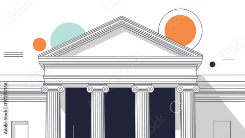 Neoclassical building facade with columns and a pediment, symbolizing a museum, bank, university, or library campus.