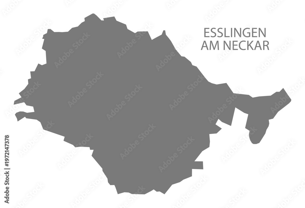 Obraz premium Esslingen am Neckar city map with boroughs grey illustration silhouette shape