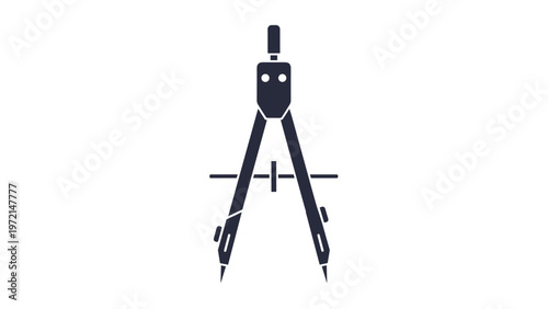 Professional black drawing compass tool used for precise geometry engineering and architectural drafting on a white background.
