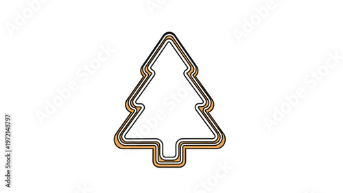 Christmas tree shaped cookie cutter icon in a simple outline style for baking, holiday treats, and festive winter kitchen activity themes.