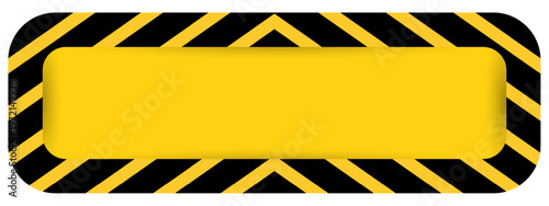 Yellow hazard warning sign frame with black stripes for industrial safety and construction projects, ideal for alert signs and caution messages on a white background
