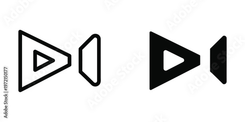 Black and white icons representing play and pause media controls with modern design