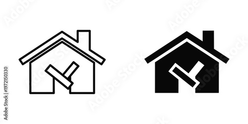 Contrast between a standard and highlighted house icon with wrench symbol inside