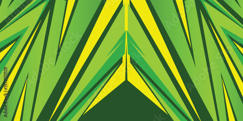 warna hijau dan kuning latar olahraga dengan bentuk geometris tajam dengan tekstur halfton