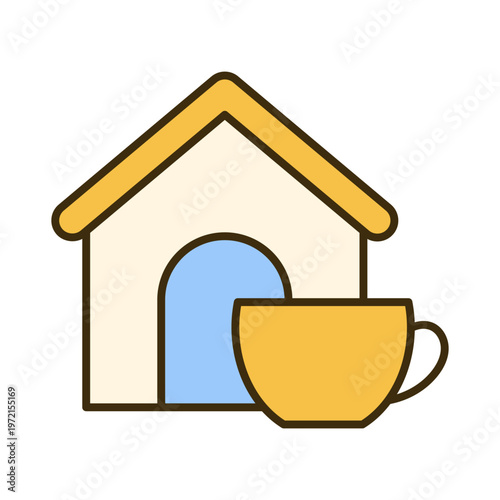Home coffee cup icon representing comfort relaxation morning routine and cozy residential lifestyle