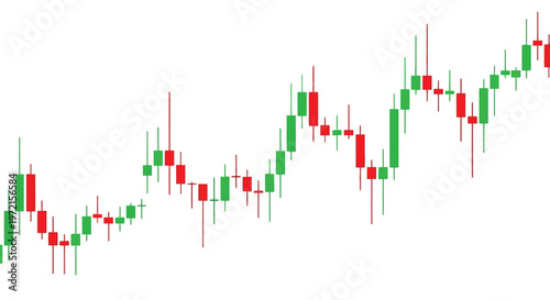 Financial candlestick chart vector graphic illustration shows market volatility and price movement patterns for stock trading analysis and economic data reporting displaying rising and falling bullish
