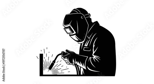 May day Welding, industrial worker, metalwork, fabrication, black and white vector isolated on White Background vactor EPS