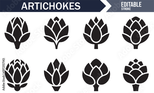 Botanical artichoke silhouettes collection for organic produce design