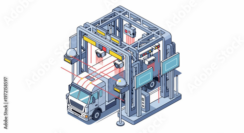 Isometric Automated Truck Cargo Scanning Portal for Logistics Security and Inspection