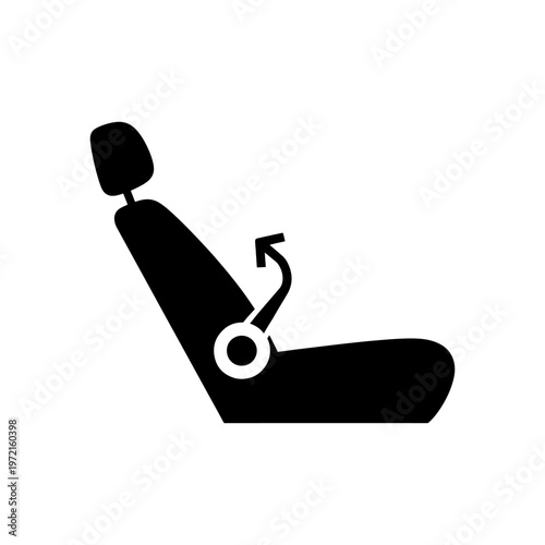 A minimalistic black depiction of a car seat with a visible recline feature silhouette