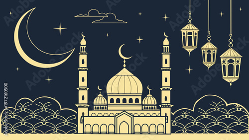 islamic mosque in night