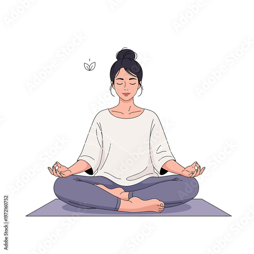 Woman Sitting in Yoga Pose Meditating 1.