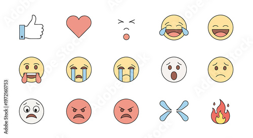 Collection of various emoticon faces.