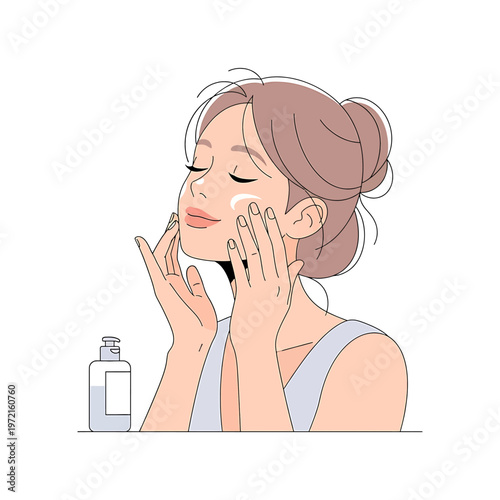 Woman applying facial cream on face 2.