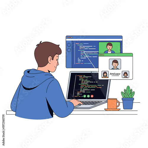 Man Working on Laptop Computer 4.