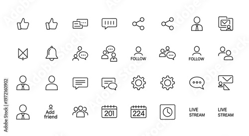 Social Media Communication Icons Set.