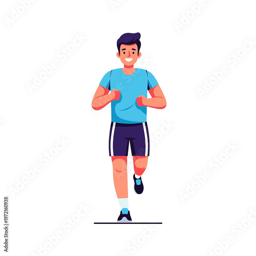 Young man running in casual wear.