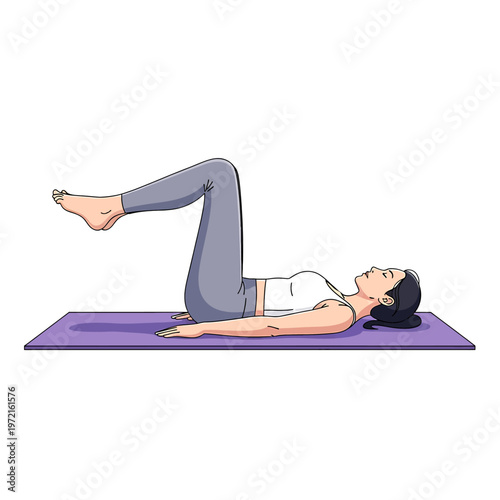 Woman doing yoga on purple mat 2.