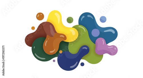 Colorful paint blobs on white background 3.
