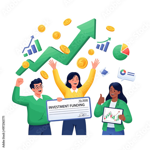 Fotografija People holding investment funding documents.