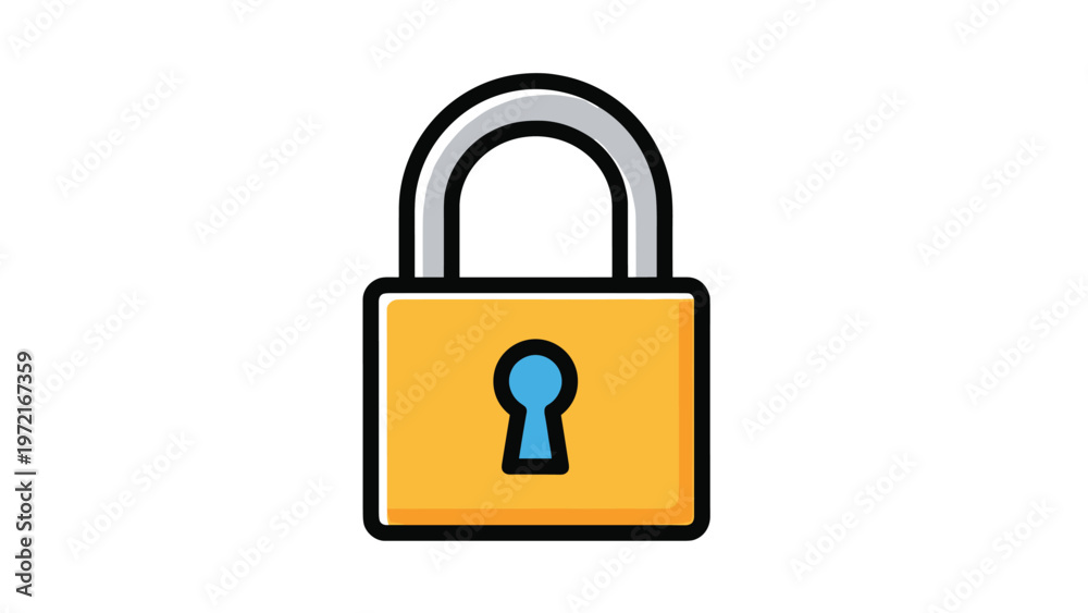 Naklejka premium Simple yellow padlock icon representing security privacy and data protection for digital and physical safety in a clean flat style.