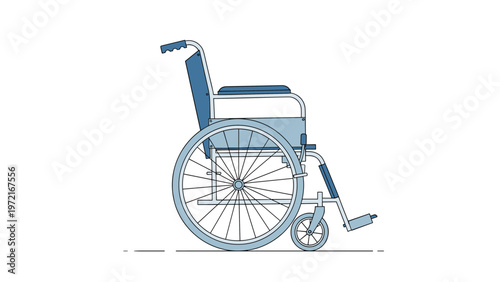 Illustration of a modern manual wheelchair designed for people with disabilities and mobility issues to ensure accessibility and inclusion.