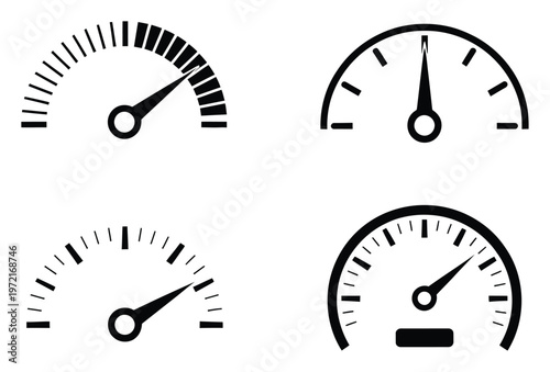 Speedometer Gauge Vector Illustration Set