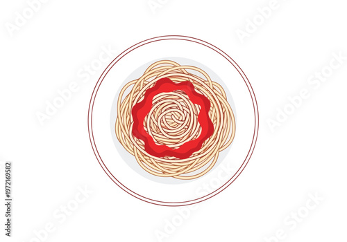 Delicious Spaghetti with Tomato Sauce Served on a Plate.