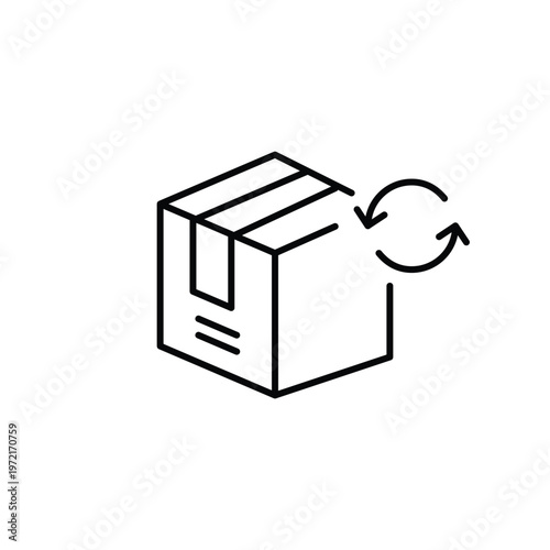 Delivery box and renew arrows. Logistics status update, order returns. Pixel perfect, editable stroke vector icon