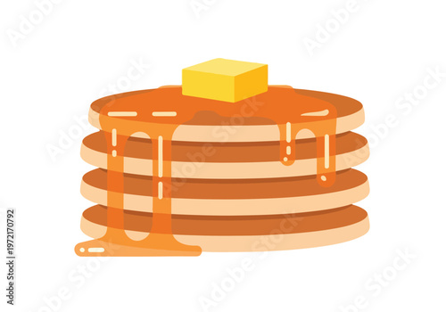 Delicious Stack of Pancakes with Butter and Syrup.