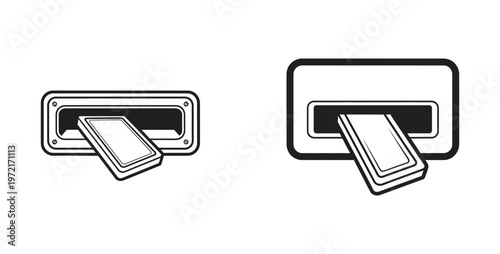 Vector illustration of two different slots for inserting cards or documents, symbolizing access and transactions