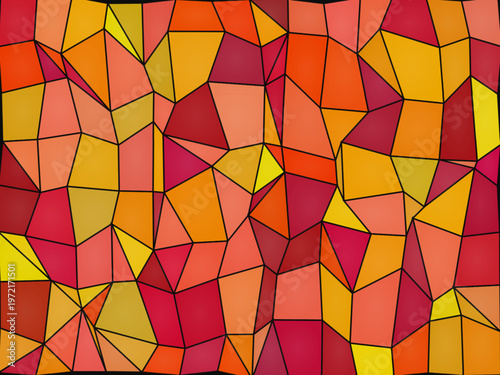 Bold Stained Glass Mosaic Vivid Colors Dark Leading Background