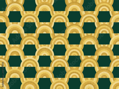 Art Deco Sunburst Fan Ornamental Gold Black Premium Pattern