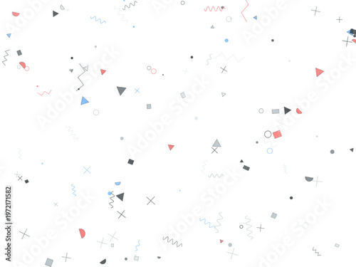 Trendy Memphis Design Scattered Shapes Vibrant Vector Pattern